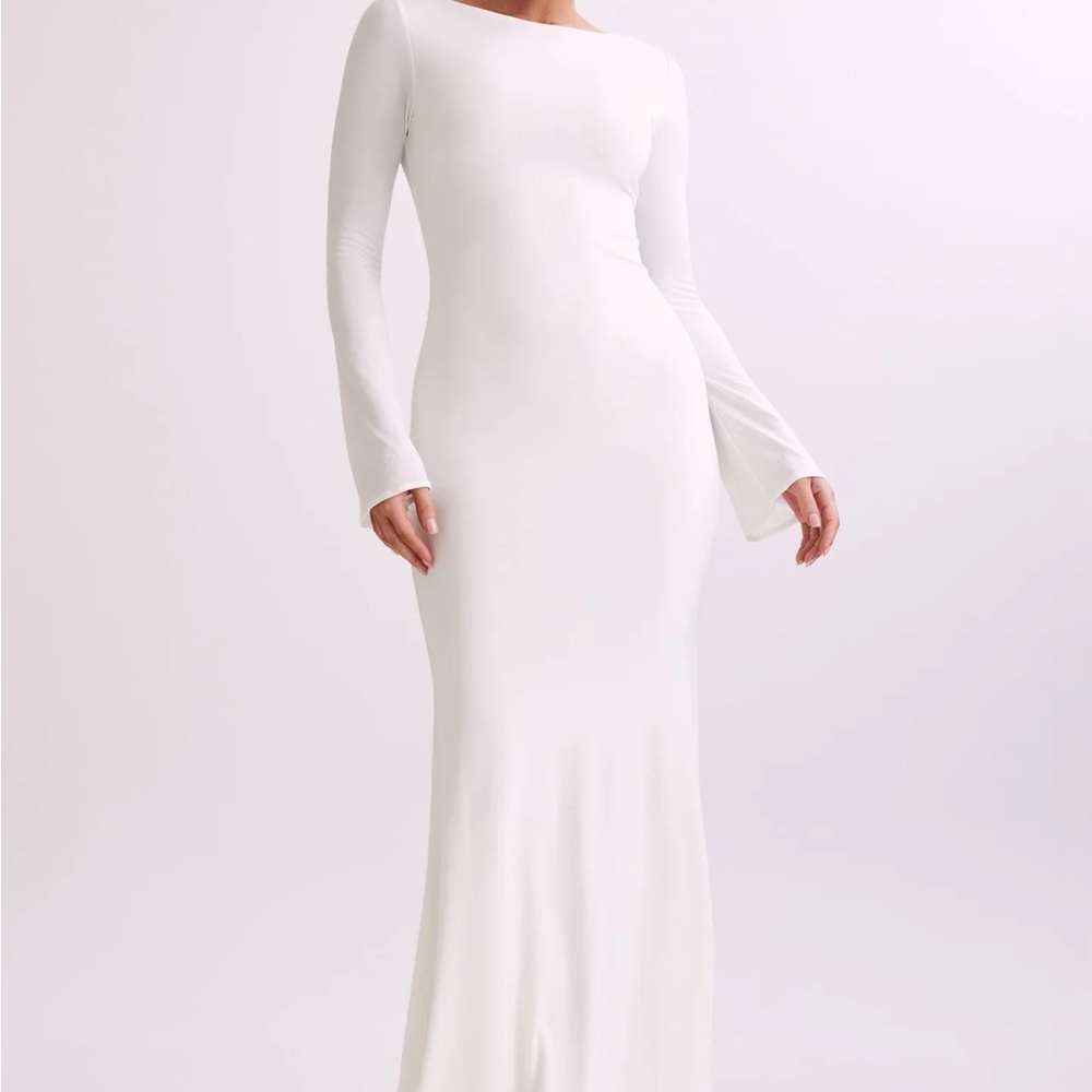 New Meshki White Long Sleeve Maxi Dress GRAD BRIDAL MODEST